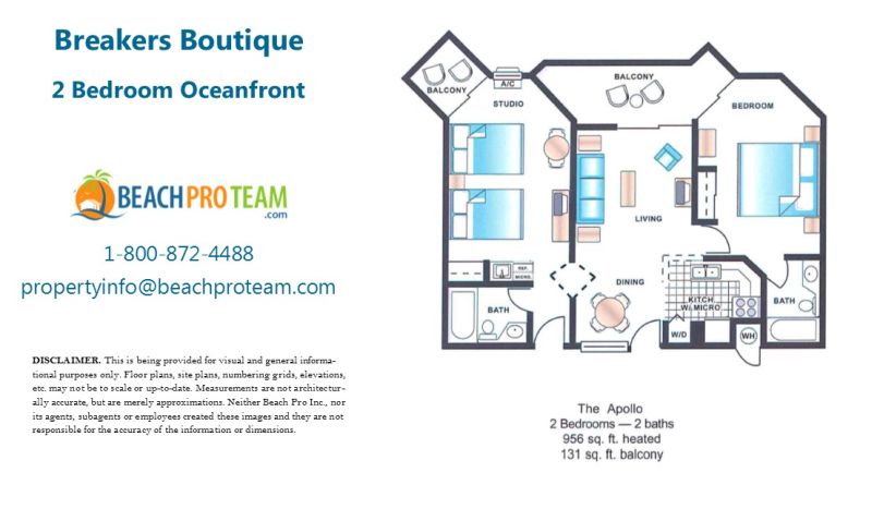 Breakers Boutique Apollo Floor Plan - 2 Bedroom Oceanfront